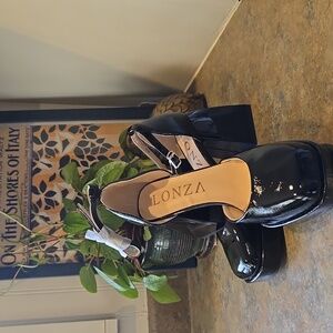 New In Box Lonza Black Patent Leather Heels Size 37
